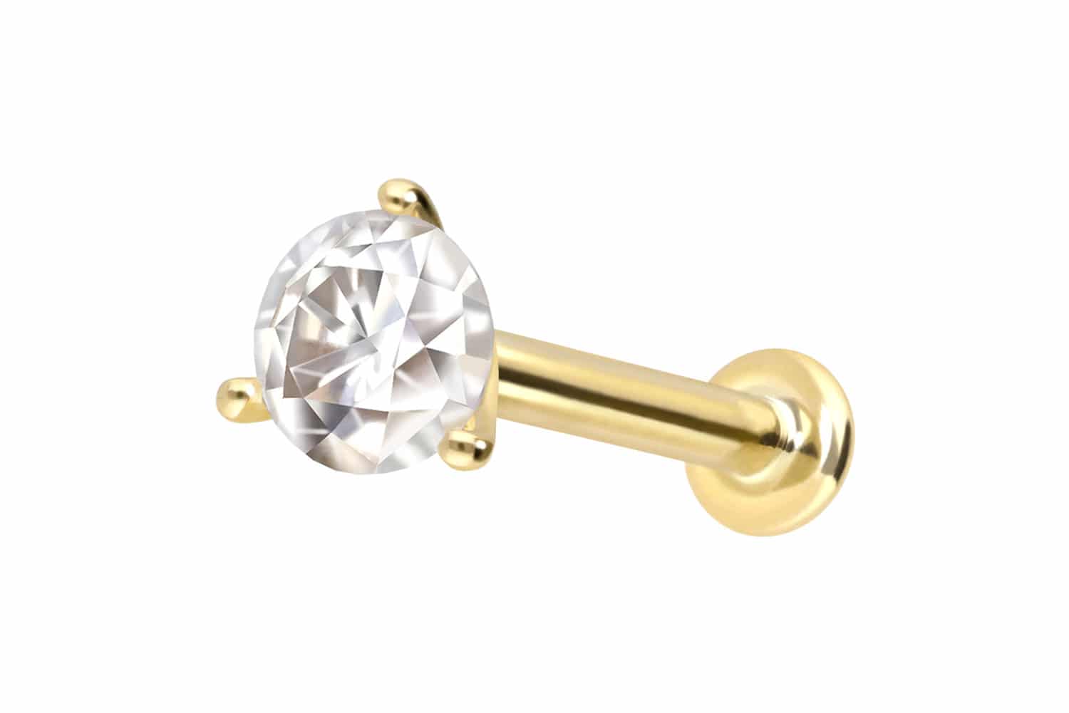 14 Karat Gold Labret Piercing mit Push Fit MOISSANIT